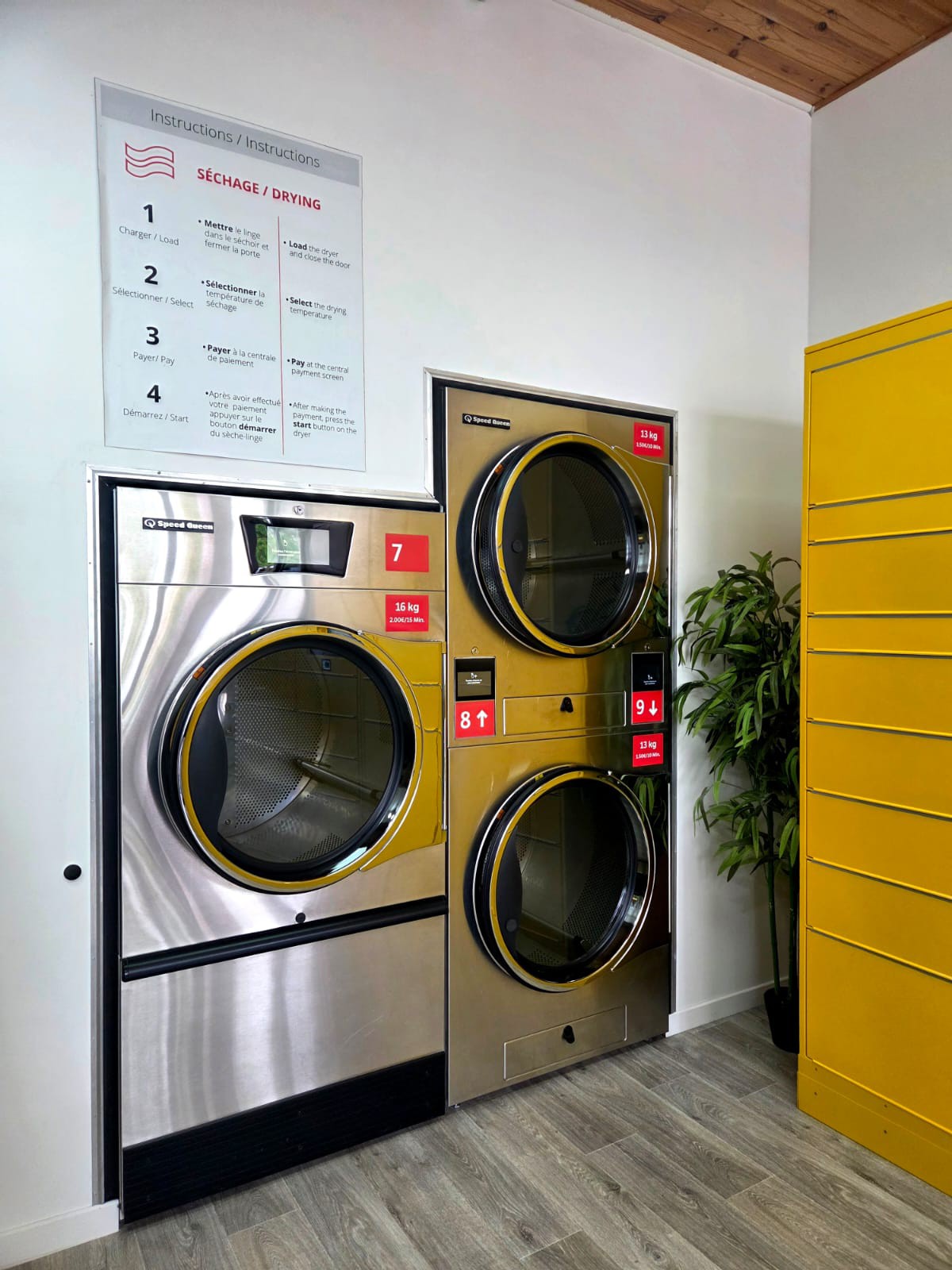 Sèche-linge professionnels Speed Queen avec instructions de séchage
